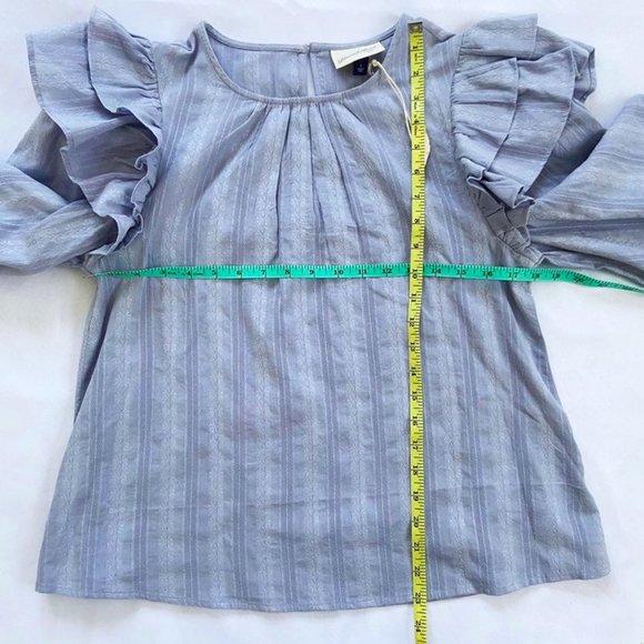 SOLD Universal Thread NWT Blue Ruffle Puff Sleeves Cotton Blouse Top S - Picture 9 of 11